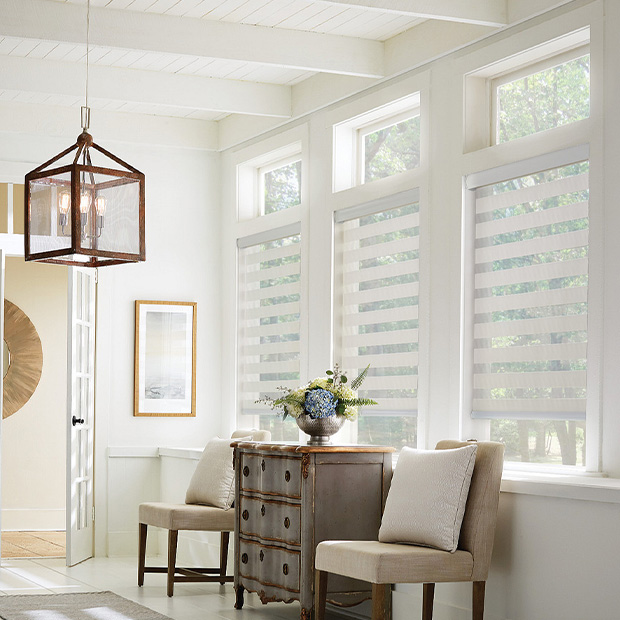 Transitional shades in a Orlando living room