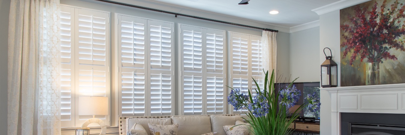 Polywood plantation shutters in Orlando living room