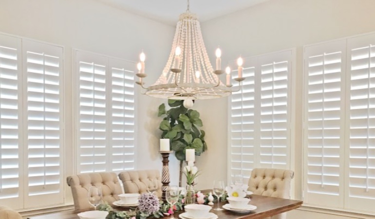 Polywood shutters in a Orlando dining room.