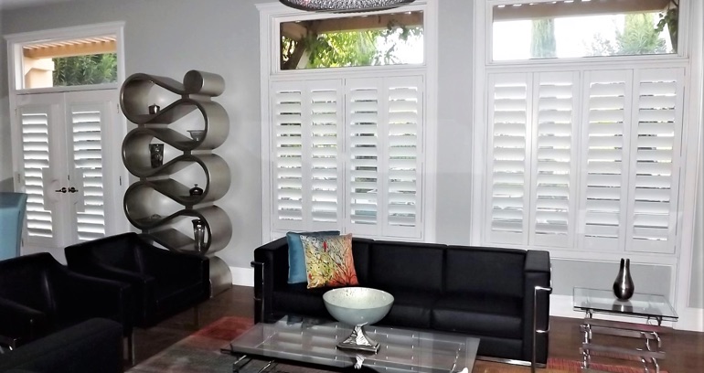 Orlando DIY shutters in living room.